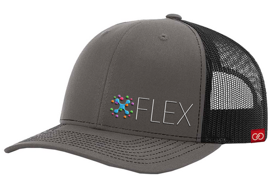 FLEX left panel charcoal gray / black snapback hat